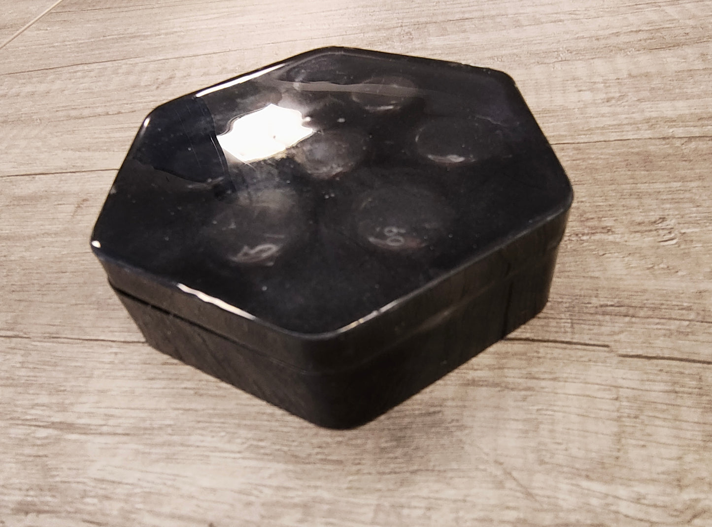 Black Epoxy Resin Dice Case and Dragon Eye Core Dice